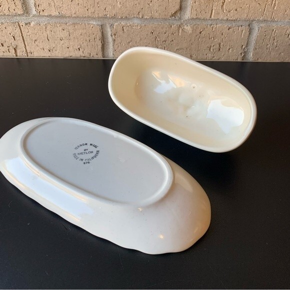 Vernon Ware by Metlox Fruit Basket Butter Dish  Vintage 1960s Made in California - Picture 10 of 13